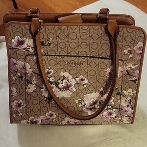 Calvin Klein Collection Floral Tan Shoulder Bag
